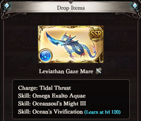 granblue_en's tweet photo. Leviathan Gaze Mare: Dagger.

20% Exalto, ATK, and Ocean's Vivification. https://t.co/6DxiFIbDTN