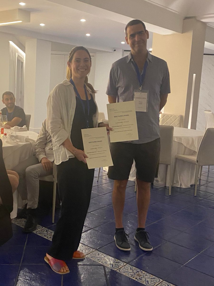 Distributed Computing (@discoeth) on Twitter photo "Stability of P2P Networks Under Greedy Peering" wins the best paper award at SIROCCO’24! The paper studies how (and if) P2P topologies stabilize when nodes make peering decisions greedily. Congrats Rajmohan and Lulu <a href="/lululixious/">Lucianna Kiffer</a>! (Photo Lulu with Yuval Emek) "Stability of P2P Networks Under Greedy Peering" wins the best paper award at SIROCCO’24! The paper studies how (and if) P2P topologies stabilize when nodes make peering decisions greedily. Congrats Rajmohan and Lulu <a href="/lululixious/">Lucianna Kiffer</a>! (Photo Lulu with Yuval Emek)