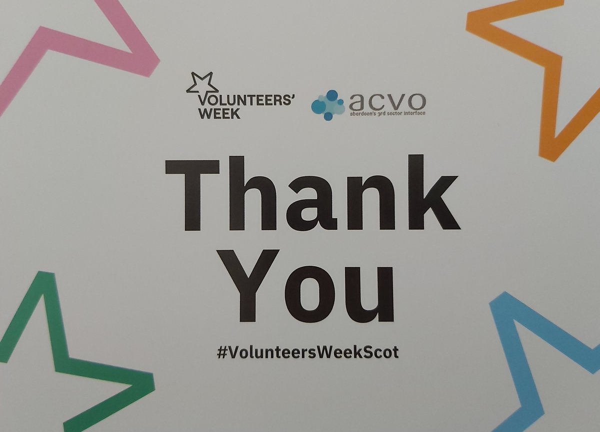 A great #VolunteersWeekScot #VolunteersWeek thank you to all volunteers in Aberdeen and across the country for all you do making a real, positive difference for people and our communities. All tremendous-have a fantastic 40th Volunteers Week everyone👍