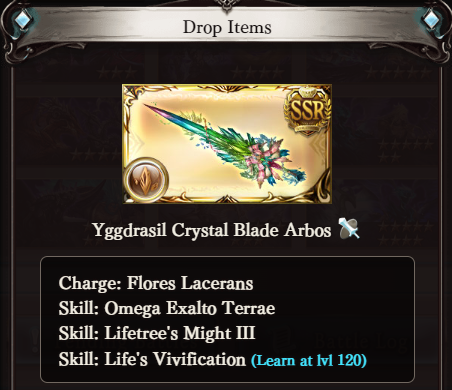 granblue_en's tweet photo. Yggdrasil Crystal Blade Arbos: Saber.

Exalto, Might, and Vivification like the other Exalto weapons from the Omega Rebirth series. https://t.co/8e9gGE4nC4