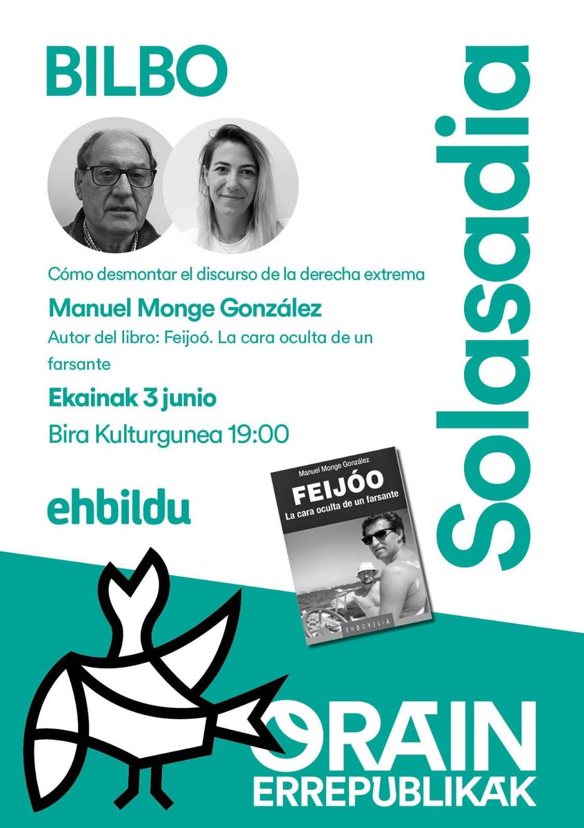 Gaur, astelehena, 19:00etan 

Manuel Monge galiziarrak “Feijóo. La cara oculta de un farsante” liburua aurkeztu eta <a href="/GaraziPerea/">Garazi</a> rekin hitz egingo du 

<a href="/ehbildu/">EH Bildu</a> antolatzaile
Sarrera librea
