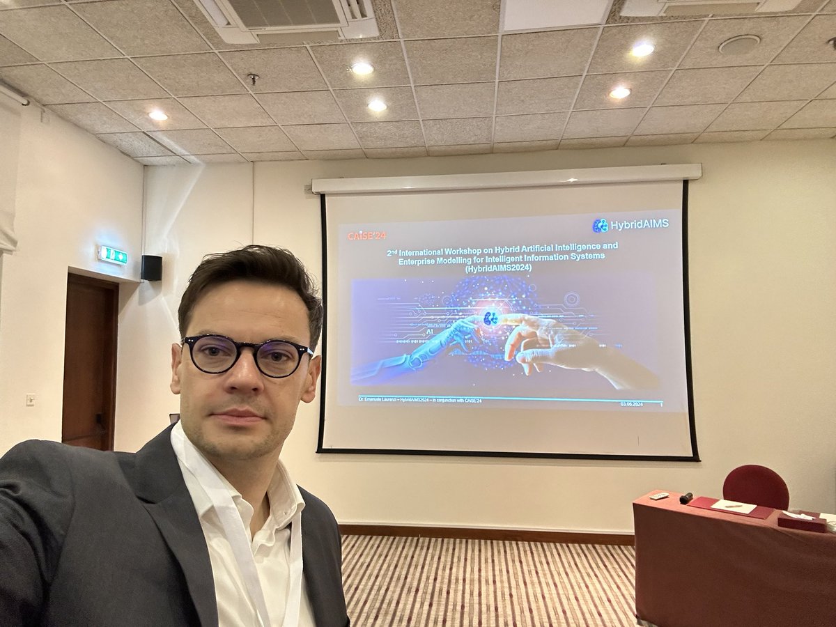EmanueleLaurenz's tweet photo. #HybridAIMS2024 has just started.
My introduction followed by the keynote Prof Steven Alter titled How Six Levels of Enterprise Modeling could help in visualizing applications and limitations of symbolic AI and sub-symbolic AI. https://t.co/LJLkmo3ncW