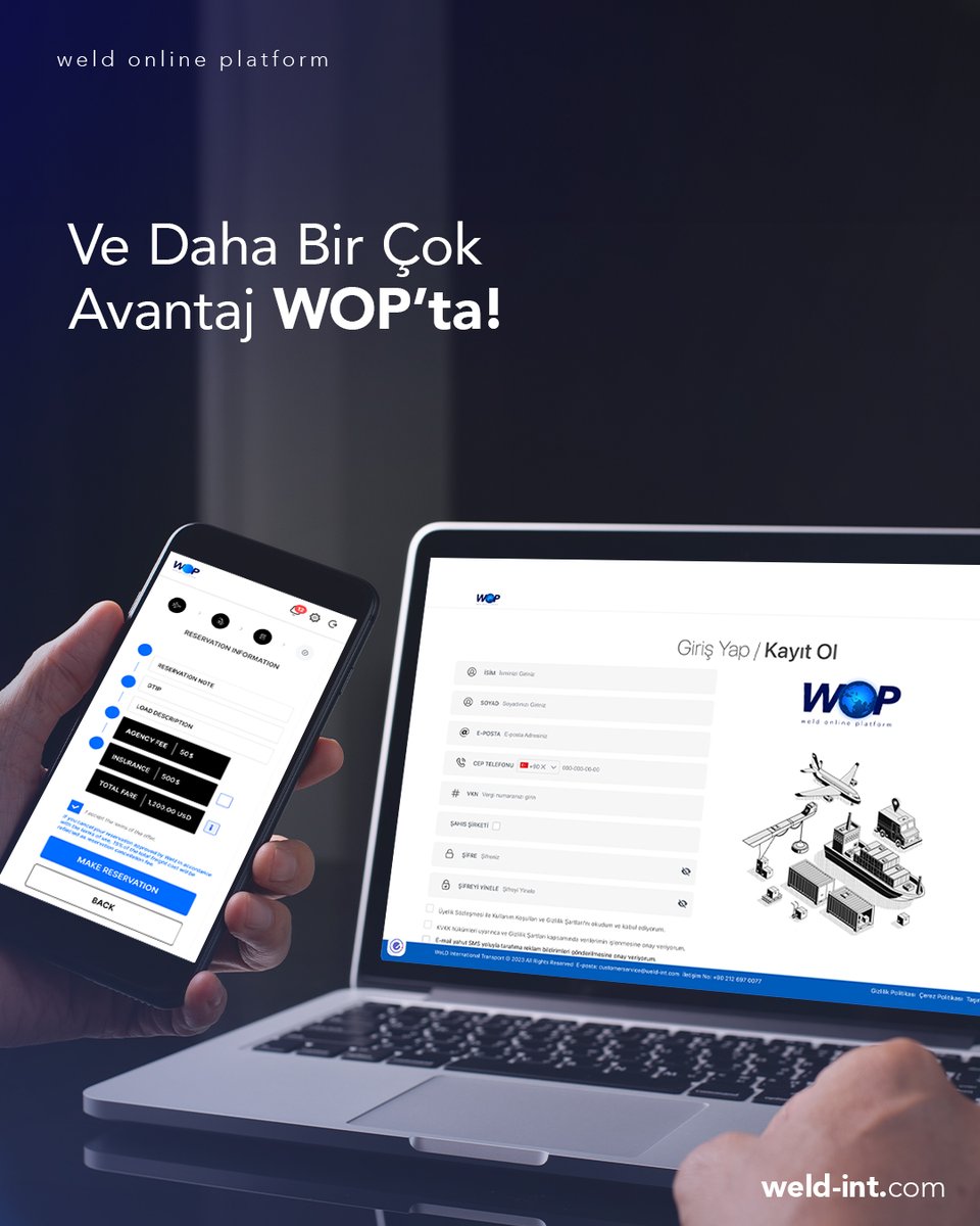 Tek tuşla dijital çağın keyfini çıkarın!

#WeLDInternationalTransport #InternationalTransport #UluslararasıTaşımacılık #Lojistik #Logistics #DenizYoluTaşımacılığı  #HavaYoluTaşımacılığı #WOP
#WeLDOnlinePlatform #AirFreight #SeaFreight