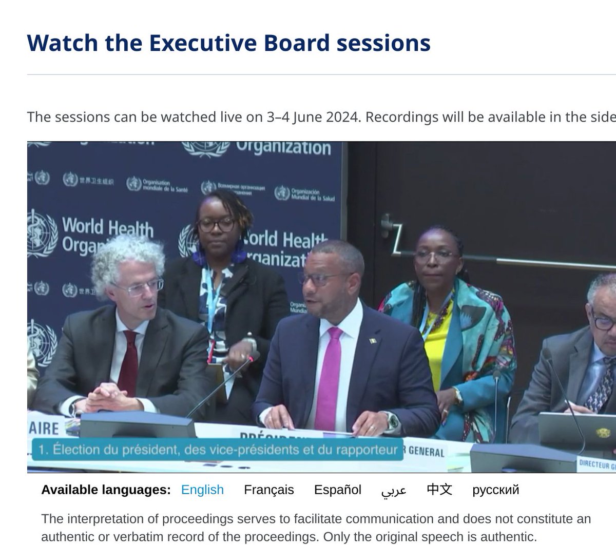 ThiruGeneva's tweet photo. @Matthewbarbados "Colleagues, our house is burning. The climate crisis, geopolitical tensions threatening the peace and stability that we all want." Chair of #EB155 @WHO https://t.co/kYEuwoHvIG