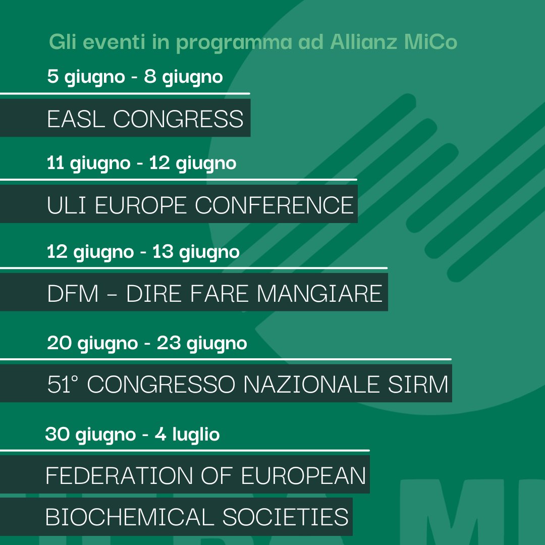 Scopri le principali manifestazioni e gli eventi in programma nel mese di giugno a:
📍@allianzmico_milano
Visita il nostro sito e continua a seguirci sui nostri canali social per rimanere sempre aggiornato!
👉🏻fieramilano.it/calendario.html
#FieraMilano #allianzmico #2024infiera