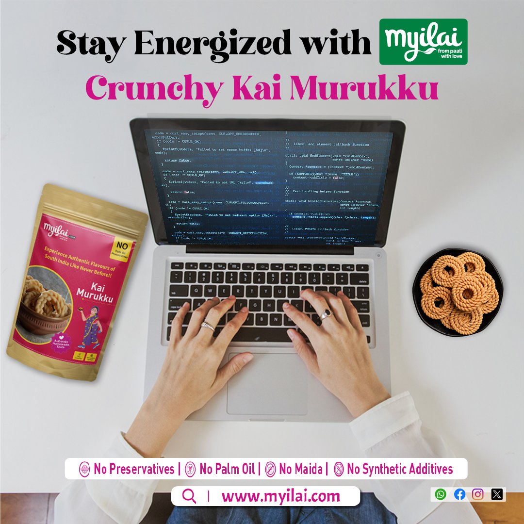 myilai_'s tweet photo. Power through your workday with delicious, crunchy goodness! Perfect for keeping your energy up and your taste buds happy. 🌟✨

Link in Bio🔗

No Palm Oil🚫
No Preservatives🚫
No Synthetic Additives🚫
No Maida🚫

#MyilaiSnacks #Myilai #HealthySnacks #CrunchyGoodness #WorkFuel https://t.co/tJ7M3ZUpSj