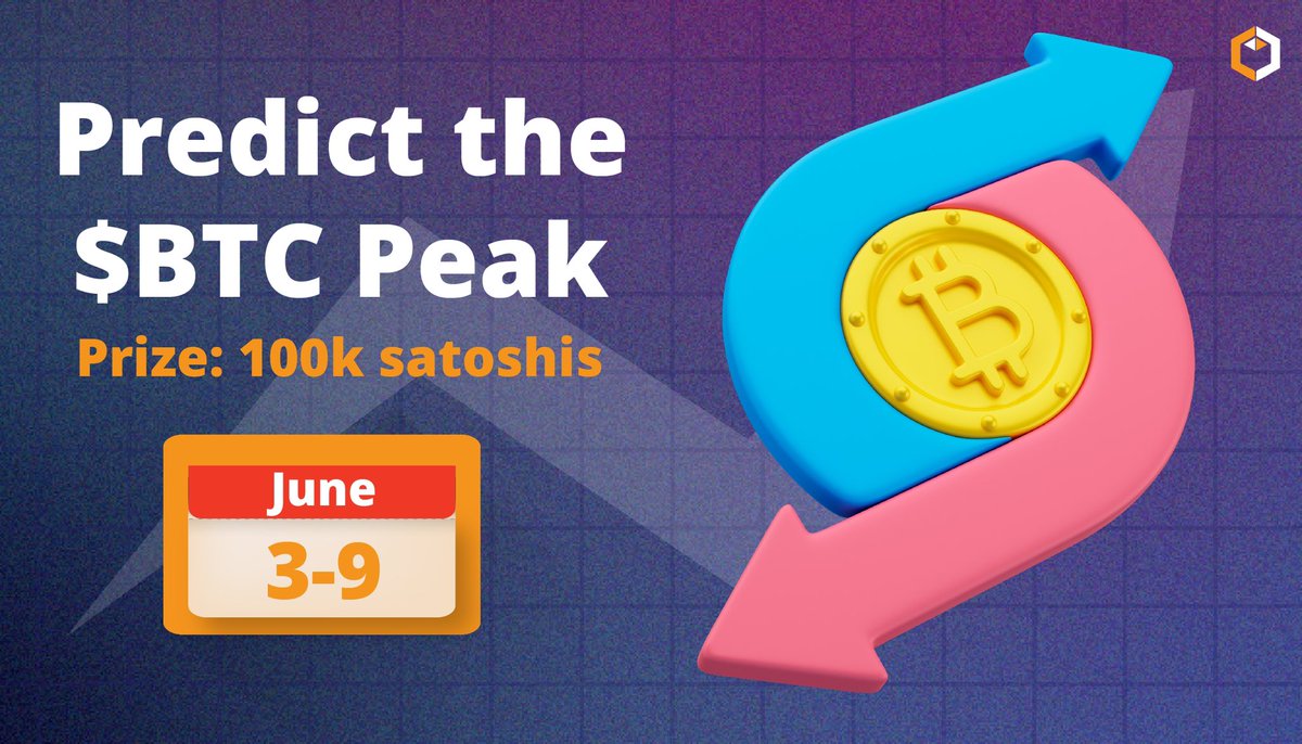 esatoshiclub's tweet image. 🚀 Kick off the week with @esatoshiclub’s Bitcoin prediction challenge! 🚀

What will be the highest #Bitcoin price from June 3 to June 9? Get it right and win 100,000 Satoshis!

Place your bets! 👇