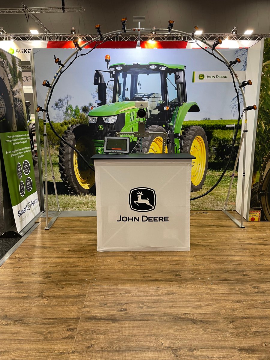 JohnDeereAUNZ's tweet photo. We’re all set up and ready for #HortCon24. With props like these 👇 you can’t miss the John Deere stand #5ML #GUSS https://t.co/Tfont0NuXD