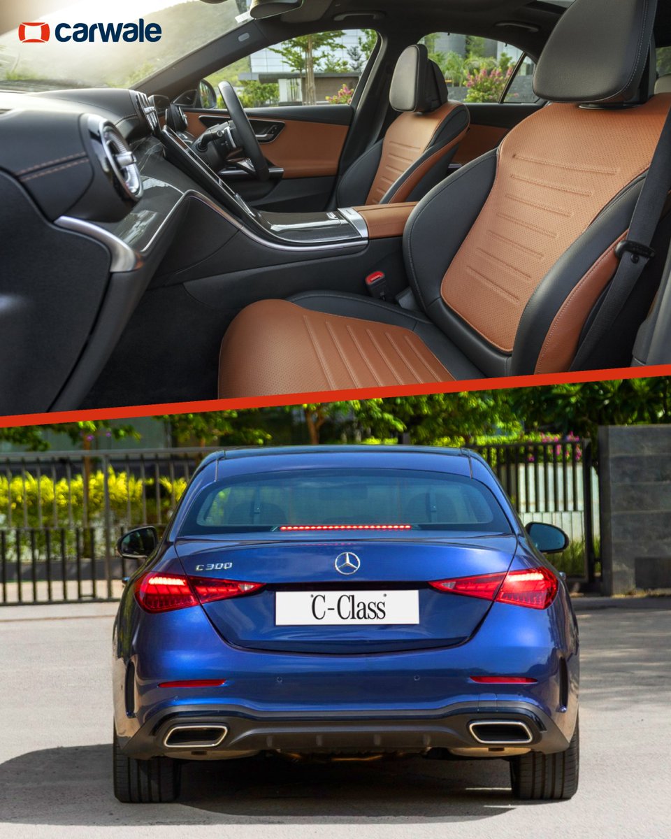 CarWale's tweet image. The #MercedesBenz C 300d has been replaced by the new #C300AMG Line.
-Priced at Rs. 69 lakh*
-New 'Sodalite Blue' exterior hue
-2.0-litre petrol engine
-Produces 255bhp
-0-100kmph in 6 seconds
-360-degree camera
-Ventilated front seats
-100-watt fast-charging USB ports

#cwlaunch