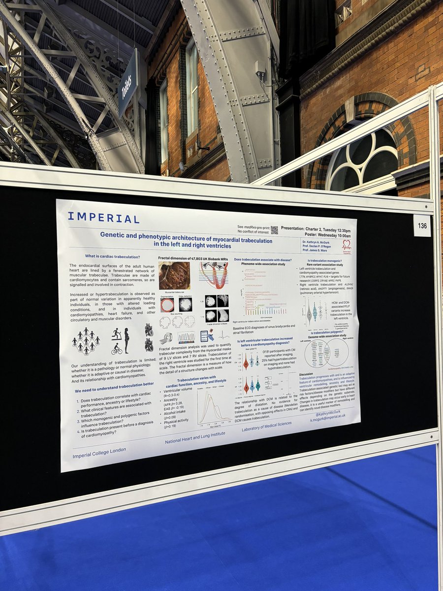 KathrynMcGurk's tweet photo. Great to be at @BSCResearch conference this week - presenting Tuesday 12.30pm Charter 2 and will be at poster 136 on Wednesday at 10am 🧬 #trabeculation #BSCR2024 https://t.co/DoZd1c4Amt
