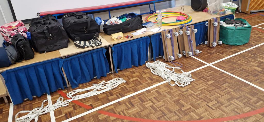 Setting up for #INSET teambuilding for staff <a href="/ysgolnantygroes/">Ysgol Nant y Groes</a> showing how to transfer these skills and activities into PSHE, PE and through the whole curriculum in #Wales