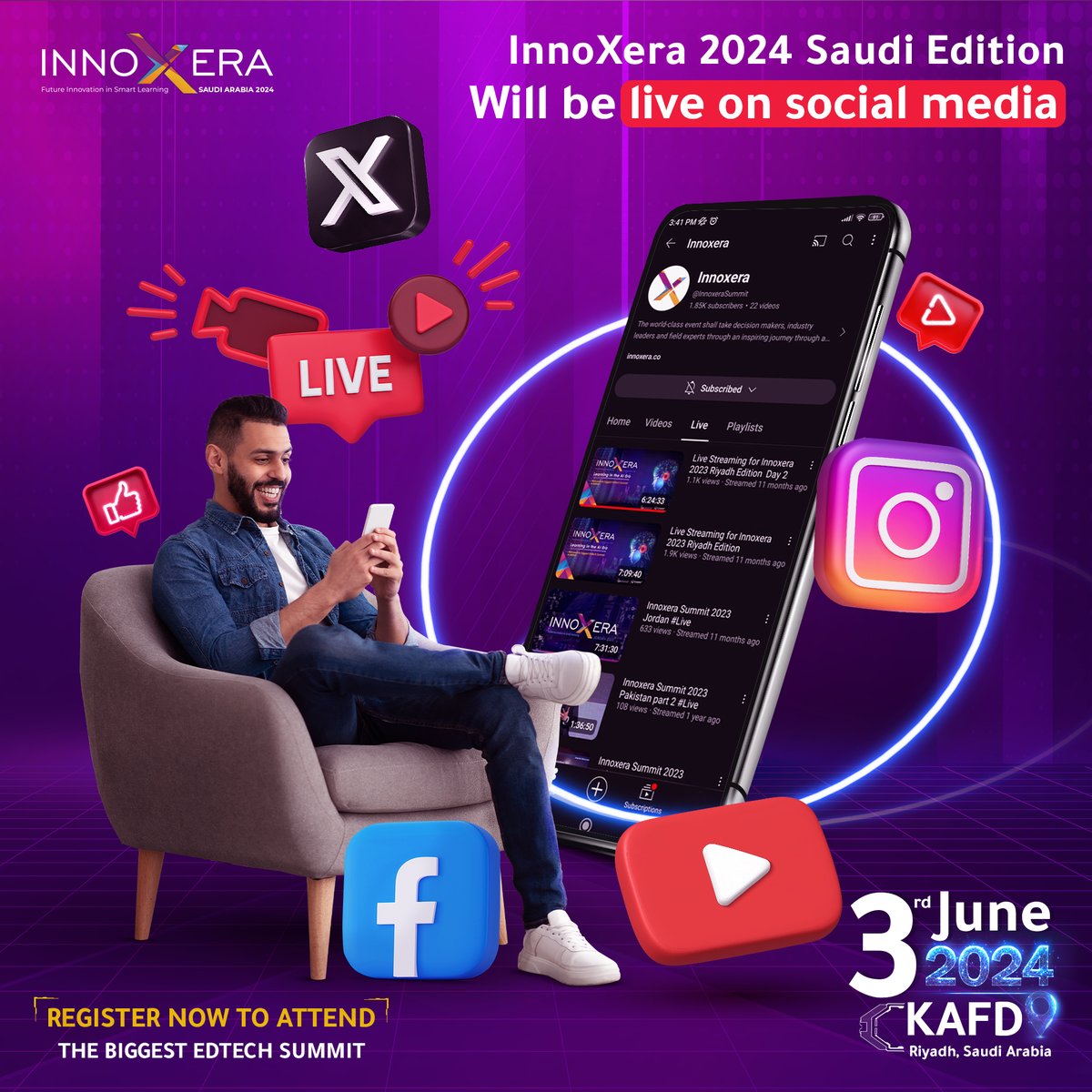 InnoXeraSummit's tweet photo. Join us live at the InnoXera Summit! Watch inspiring talks and discussions here: https://t.co/YgciTiaXEc
Don't miss out!

انضموا إلينا مباشرة في قمة InnoXera! شاهدوا الأحاديث والمناقشات الملهمة هنا: https://t.co/YgciTiaXEc
لا تفوتوا الفرصة! https://t.co/cdwP458y91