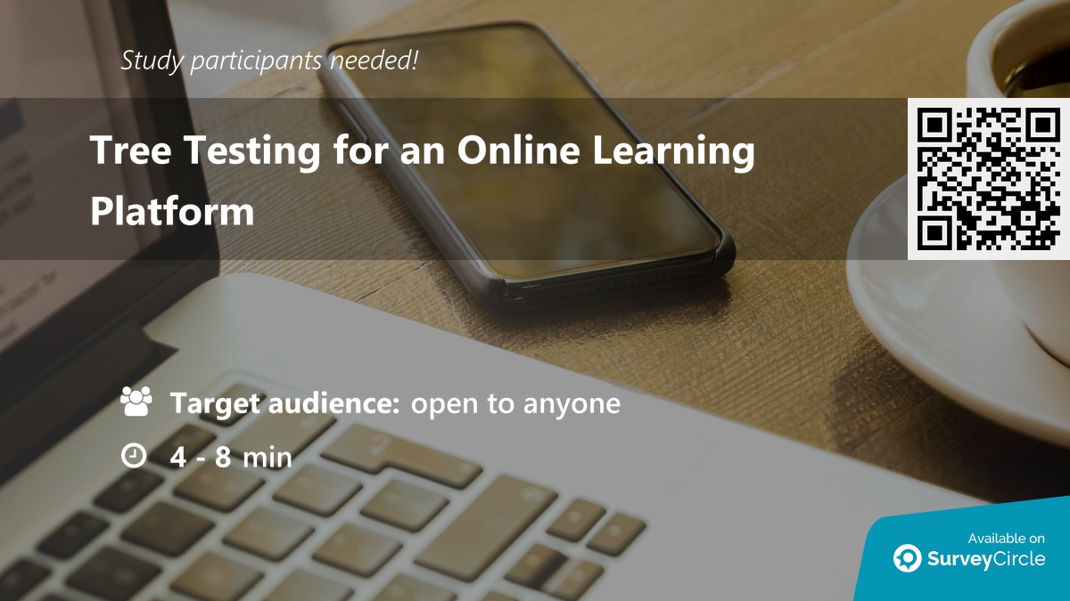 daily_research's tweet image. Participants needed for online survey!

Topic: &quot;Tree Testing for an Online Learning Platform&quot; surveycircle.com/XH72M5/ via @SurveyCircle

#TreeTesting #WebDesign #NavigationOptimisation #ShortDuration #survey #surveycircle