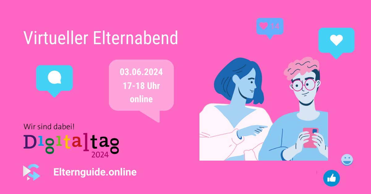Im Rahmen des <a href="/DigitaltagDE/">Digitaltag</a> 2024 findet am 3.6. ein virtueller Elternabend zum Thema:🎮 Spielen, aber sicher! Was Eltern bei Games beachten sollten 🎮 statt. Für mehr Infos &amp; zur kostenlosen Anmeldung geht es hier entlang: elternguide.online/virtueller-elt… #Digitaltag #Elternabend