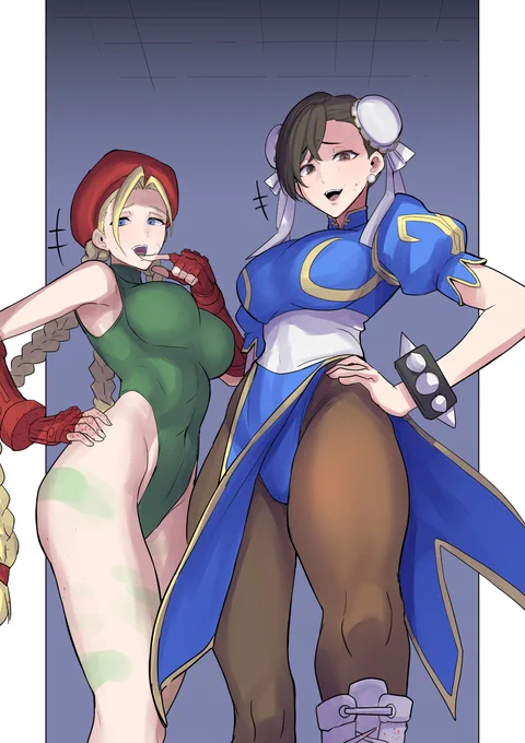 こないだ描いた怖い春麗とキャミィさんの完成形 