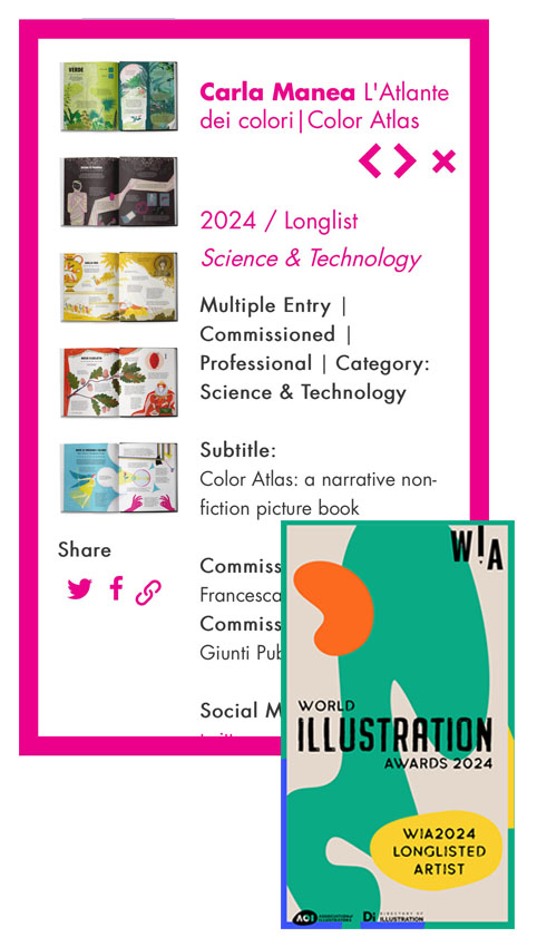 CarlaManea's tweet photo. 📷
Ops! My second entry has been selected as a long-list finalist!

L’Atlante dei Colori (Atlas of Colors an educational Book about the wonderful world of colors) has been selected as a long-list finalist for the WIA at ‘Science &amp; Technology category’.

#WIA24 #TheAOI #carlamanea https://t.co/Bsebg1uNLB