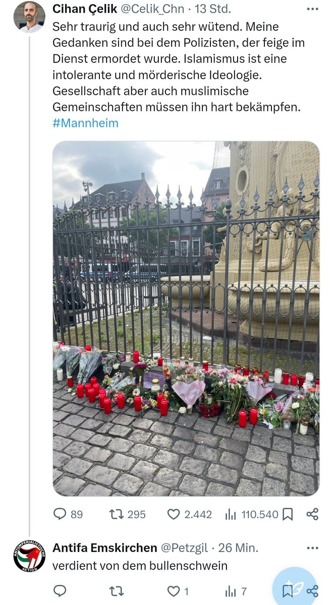 Sandor133's tweet photo. Hallo @PolizeiMannheim tut mir leid euch in eurer Trauer zu stören, aber ich dachte mir, es interessiert euch zu erfahren wie Linksextremisten den Tod eures Kollegen feiern.
Besonders hervorgetan hat sich dabei @Petzgil der extrem widerlich ist. https://t.co/JguN3VmvpF