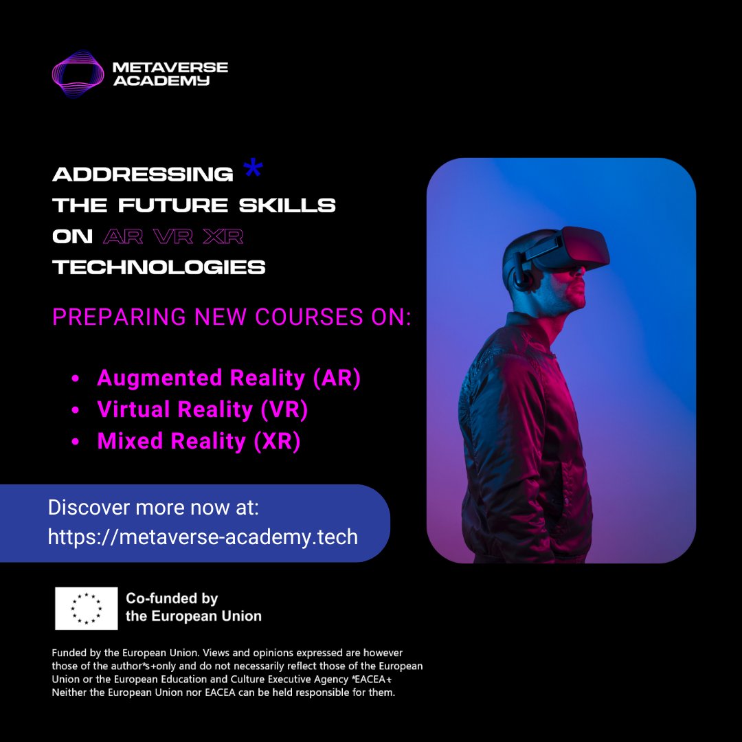 PEDALconsulting's tweet photo. European #Mixed_Reality industry is set to soar to €35-65 billion by 2025.
Creating jobs and revolutionizing economies.
Initiatives like the #METAVERSE_Academy are crucial.
We're preparing 19 #courses on AR/VR/XR to boost #innovation and foster entrepreneurship. https://t.co/JHerW1KXAh