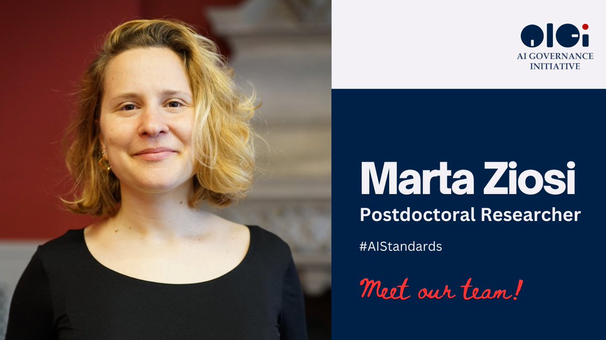 aigioxford's tweet image. Meet our team! @MartaZiosi recently joined the AI Governance Initiative at @oxmartinschool as a postdoctoral researcher after completing her Ph.D. on #AlgorithmicBias and #AIPolicy at the Oxford Internet Institute. Her current research focuses on standards for frontier AI.