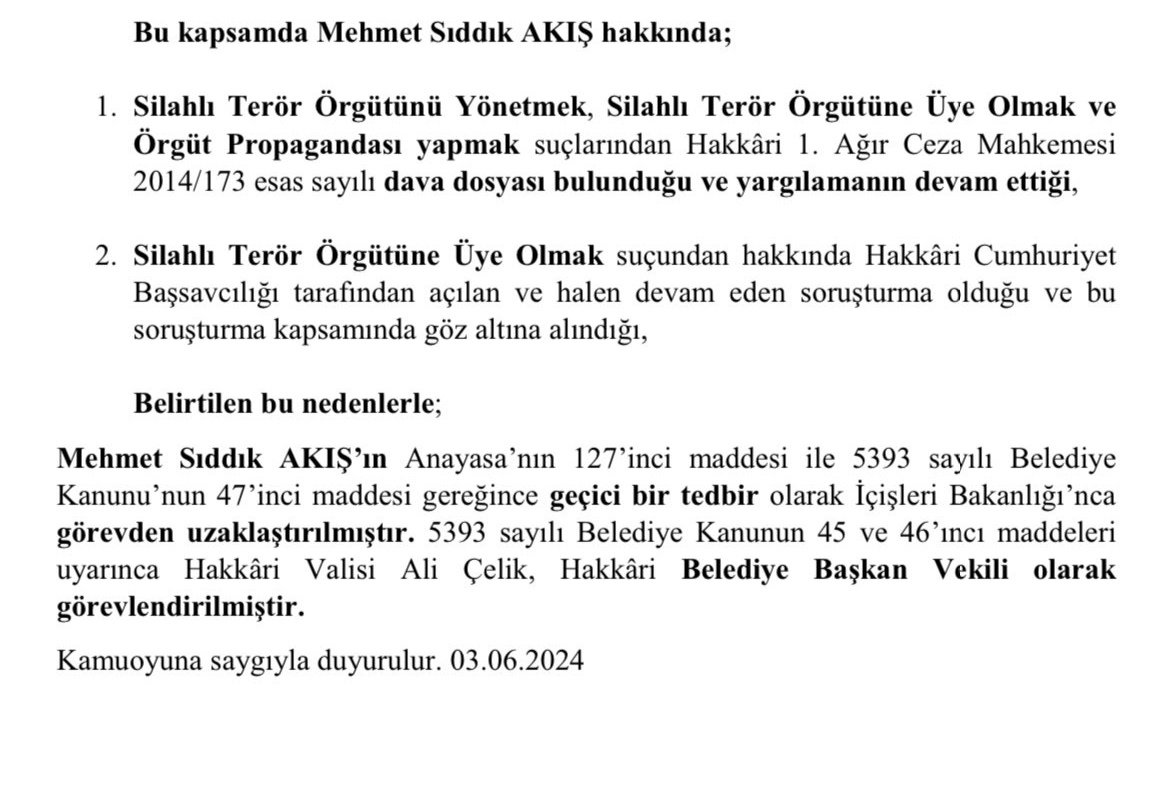 Avicenna_Razi's tweet photo. #SonDakika 
Hakkari Belediyesi'ne kayyum atandıktan sonra başlamışlar ”halkın iradesine saygısızlık demokrasi cart curt” martavallarına. 

PĶK ile bağını gizleme gereği bile duymayan DEM Parti'nin kazandığı tüm belediyelere kayyum atansın  #KayyumuDestekliyorum ! https://t.co/6IbQmG69HH