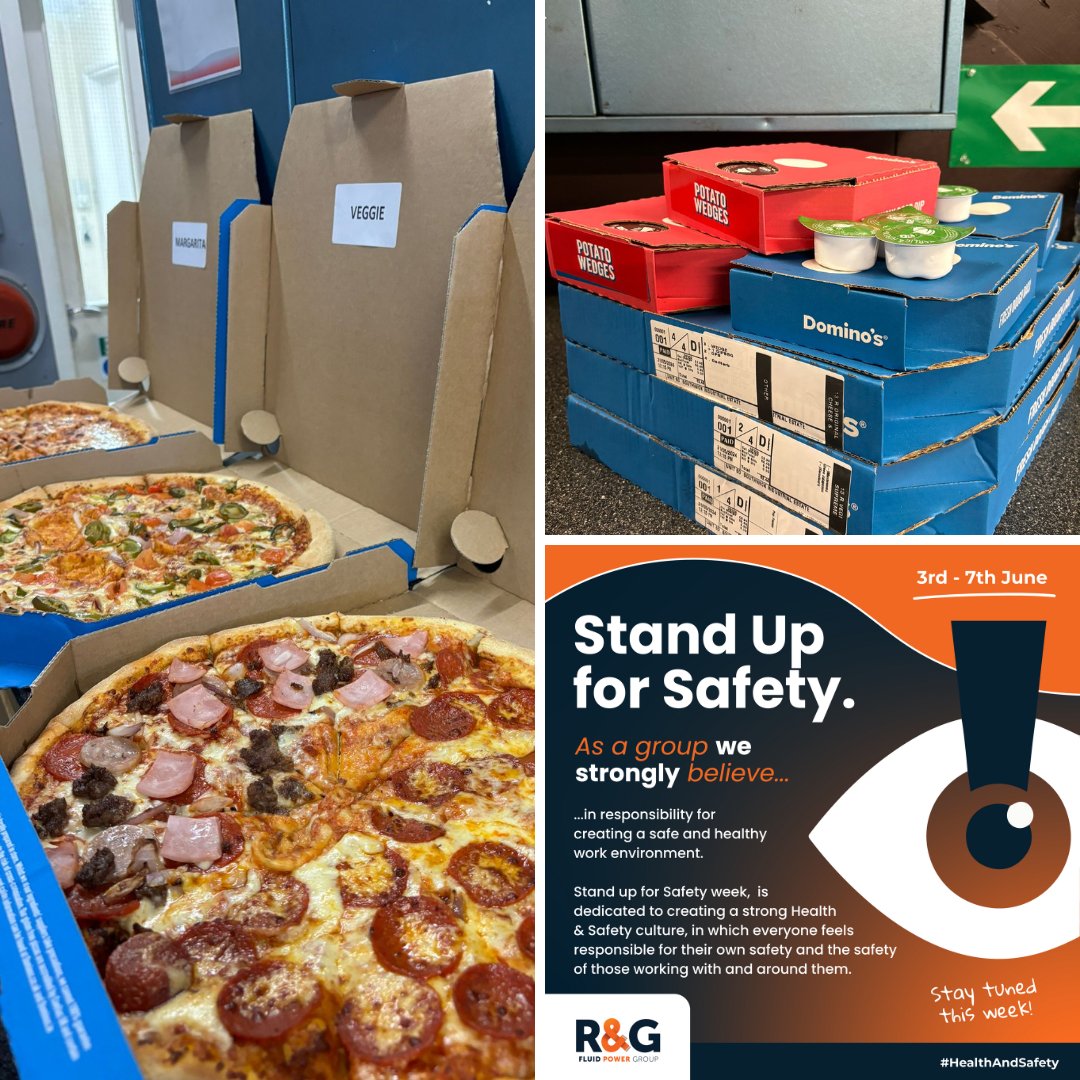 This week, ourselves and all of the businesses within the R&amp;G Fluid Power Group are celebrating Stand up for Safety Week.

Yesterday, our team enjoyed a pizza lunch while we discussed H&amp;S topics &amp; opportunities for improvement.

#YourFluidPowerParter🤝 #StandUpForSafety