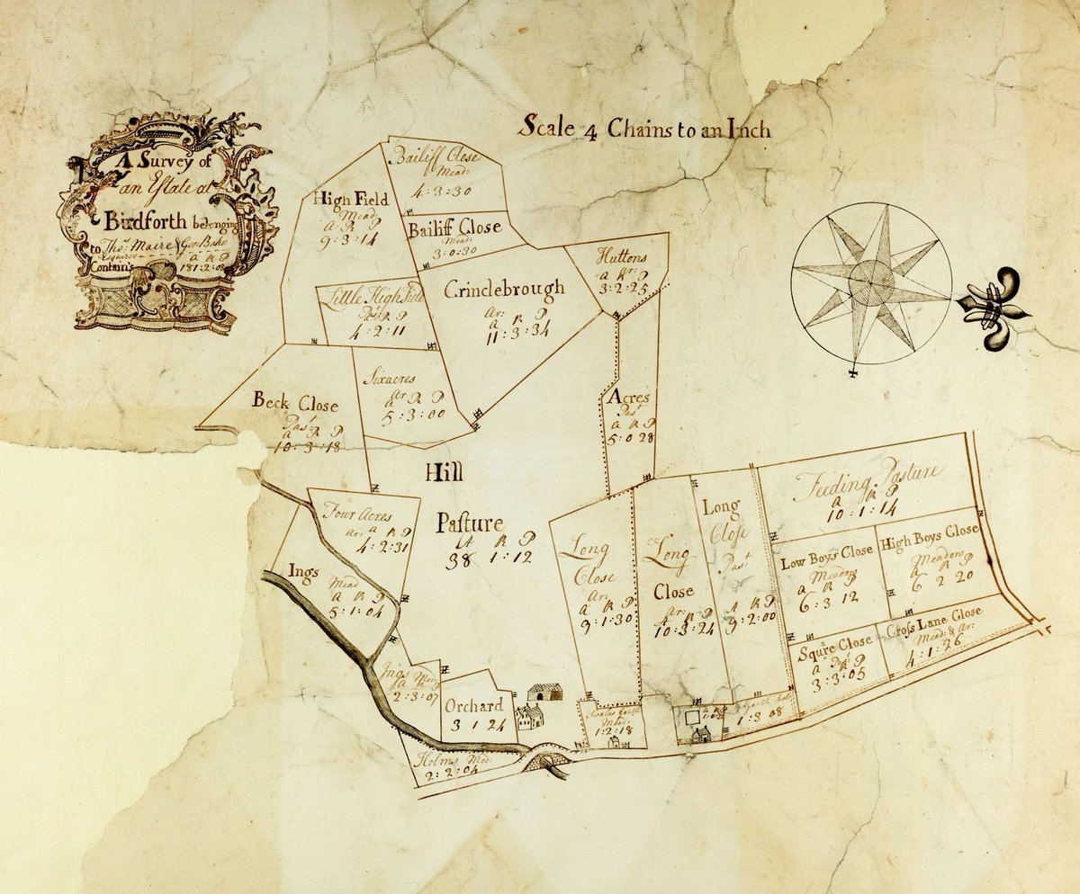 nyccarchives's tweet photo. A simple but effective and rather beautiful plan of the estate at #Birdforth, belonging to Thomas Maire & George Baker esquires, mid 18th century #MapMonday
From the Fairfax of Gilling Archive, reference ZQG(F) https://t.co/ZN5U1SJJT4