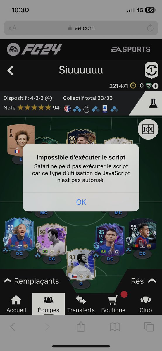 Yzaqo's tweet photo. @paleta Hi ! Do you know how to fix this with safari ? It says impossible to execute the script because of JavaScript. Was working good before… Thanks https://t.co/G9uTURf9wE