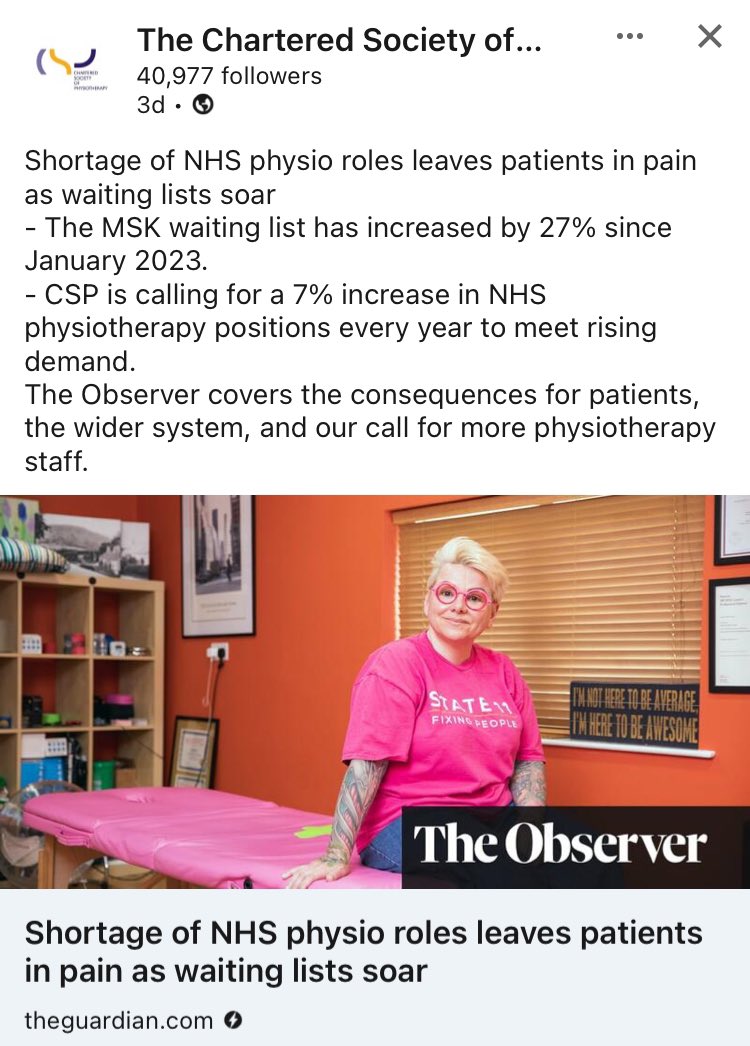 DentonPhysioTec's tweet image. Even if all the physios in the country were employed there would still be too much work. Thankfully we have some wonderful technologies these days that can help. Get in touch today! 

#bbc #bbcgloucestershire 
#nhs #waitinglists #prrequest #physio #rehabmatters #theguardian #csp