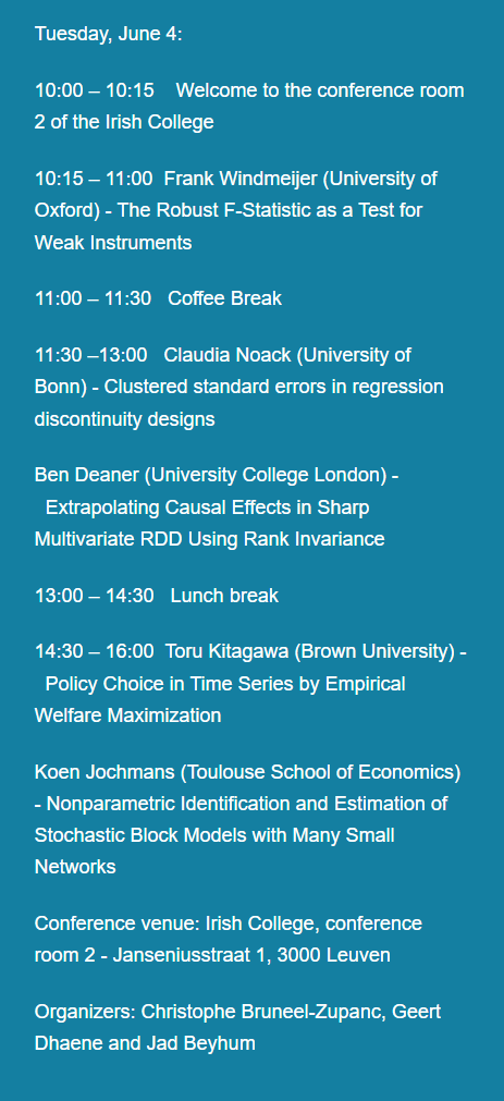 LeuvenEconomics's tweet photo. After the weekend, our #LeuvenSummerEvent continues with a 2-day #Econometrics workshop. https://t.co/Vs3Jxvnqfq
