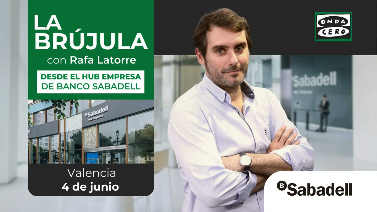 #SabadellHubEmpresa de <a href="/BancoSabadell/">Banco Sabadell</a> acoge este martes 04/06 el programa especial de la <a href="/BrujulaOndaCero/">La Brújula</a> en el que hablaremos de la importancia del acompañamiento a las empresas desde el sector bancario. 
Súmate a la cita: sab.to/3Xaj1nB
#LaBrújulaSabadellHubEmpresa