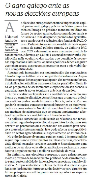 fjuanadevega's tweet photo. 🌳 @jmandradecalvo, director da @fjuanadevega, escribe en @lavozdegalicia sobre o impacto das eleccións europeas: "As decisións que se tomen en Europa no próximo mandato incidirán no futuro do sector agrario, das comunidades rurais e de Galicia".  

Ler ⤵️
https://t.co/x6uawMqB5z https://t.co/09SdZ9mK4Q