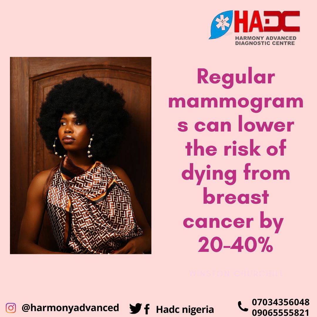 HadcNigeria's tweet photo. Regular mammograms can lower the risk of dying from breast cancer by 20-40%. Early detection saves lives! #EarlyDetection #Mammogram
Send MAMMO to our DM for more inquiries. https://t.co/NBIDB6x2WH