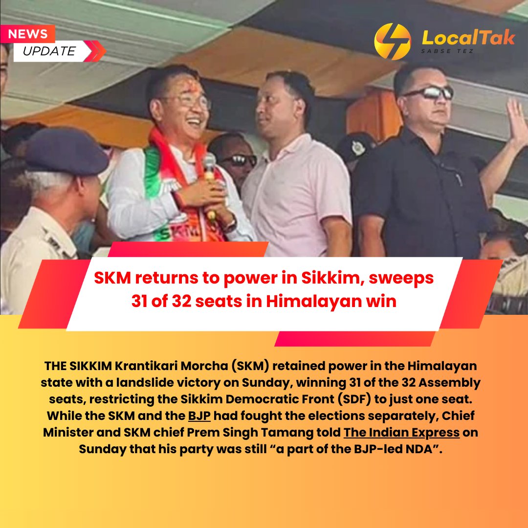 localtak's tweet photo. 31 of 32 seats in Himalayan win
#sikkim #sikkimelection #Latest_News https://t.co/uIf6nnAHLW