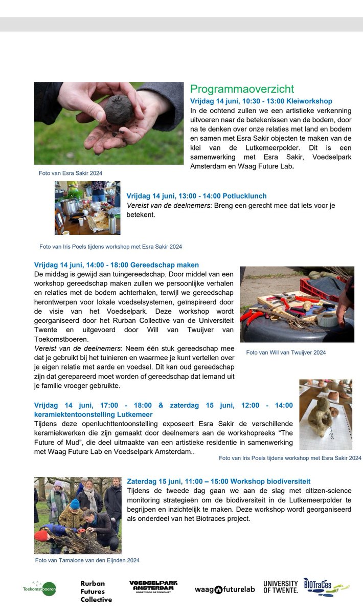 Tip 💚  tweedaags evenement 
Op 14 en 15 juni - samen met boeren, buurtbewoners, ecologen en ontwerpers mogelijke voedseltoekomst voor de wijk Amsterdam Nieuw West verkennen.
#Lutkemeerpolder 
Deelname gratis - Aanmelden via 

docs.google.com/forms/d/e/1FAI…

voedselparkamsterdam.nl/14-juni-verken…