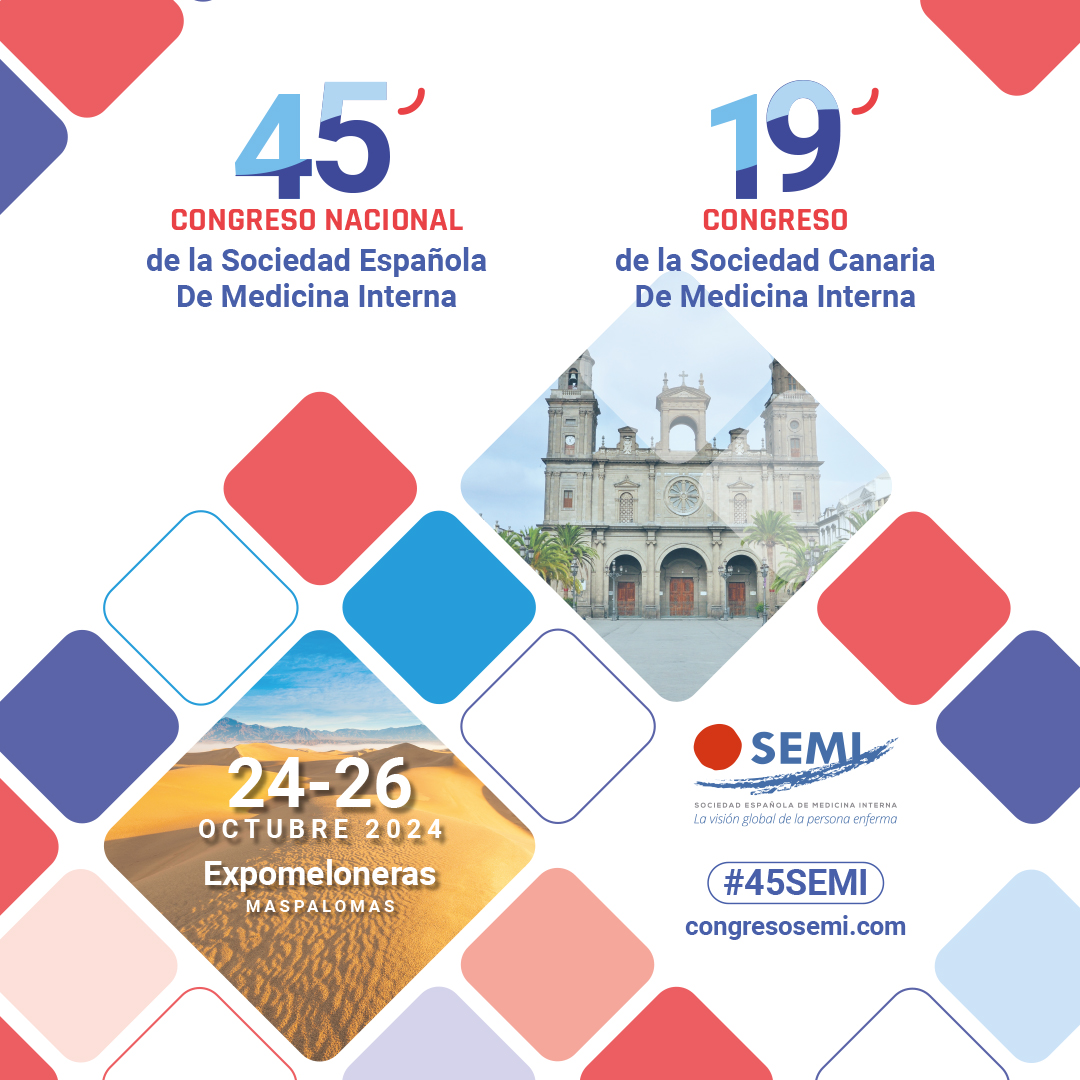 Sociedad Española de Medicina Interna (SEMI) (@sociedad_semi) on Twitter photo 📢🔴 #45SEMI | #SaveTheDate | 45º Congreso Nacional de <a href="/Sociedad_SEMI/">Sociedad Española de Medicina Interna (SEMI)</a> - 19º Congreso de la Soc. Canaria de Medicina Interna (#SOCAMI)
😉🩺¡Reserva las fechas! ¡Te esperamos!
🗓️ 24 al 26 de octubre de 2024
📍Expomelomeras (<a href="/LopExpo/">ExpomelonerasLopesan</a>). Maspalomas (Canarias)
🔗congresosemi.com/SEMI2024 📢🔴 #45SEMI | #SaveTheDate | 45º Congreso Nacional de <a href="/Sociedad_SEMI/">Sociedad Española de Medicina Interna (SEMI)</a> - 19º Congreso de la Soc. Canaria de Medicina Interna (#SOCAMI)
😉🩺¡Reserva las fechas! ¡Te esperamos!
🗓️ 24 al 26 de octubre de 2024
📍Expomelomeras (<a href="/LopExpo/">ExpomelonerasLopesan</a>). Maspalomas (Canarias)
🔗congresosemi.com/SEMI2024