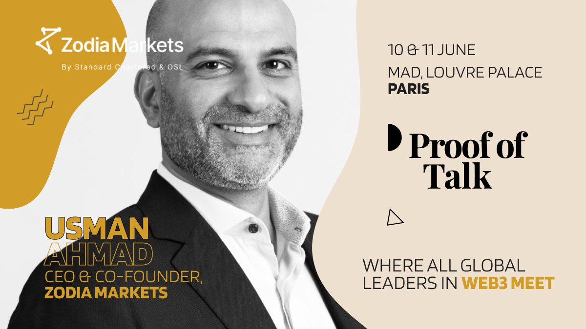 Zodia Markets (@zodiamarkets) on Twitter photo 🚀 Next week, Usman Ahmad will be speaking at <a href="/proofoftalk/">Proof of Talk</a>, sharing key insights on "Lessons Learned: Finding Trust in Web3 and Embracing Industry Transformation". Join us for an educative discussion with influential industry leaders.
📅 Date: 10 June 2024
⏰ 5:00-5:40pm (CET) 🚀 Next week, Usman Ahmad will be speaking at <a href="/proofoftalk/">Proof of Talk</a>, sharing key insights on "Lessons Learned: Finding Trust in Web3 and Embracing Industry Transformation". Join us for an educative discussion with influential industry leaders.
📅 Date: 10 June 2024
⏰ 5:00-5:40pm (CET)