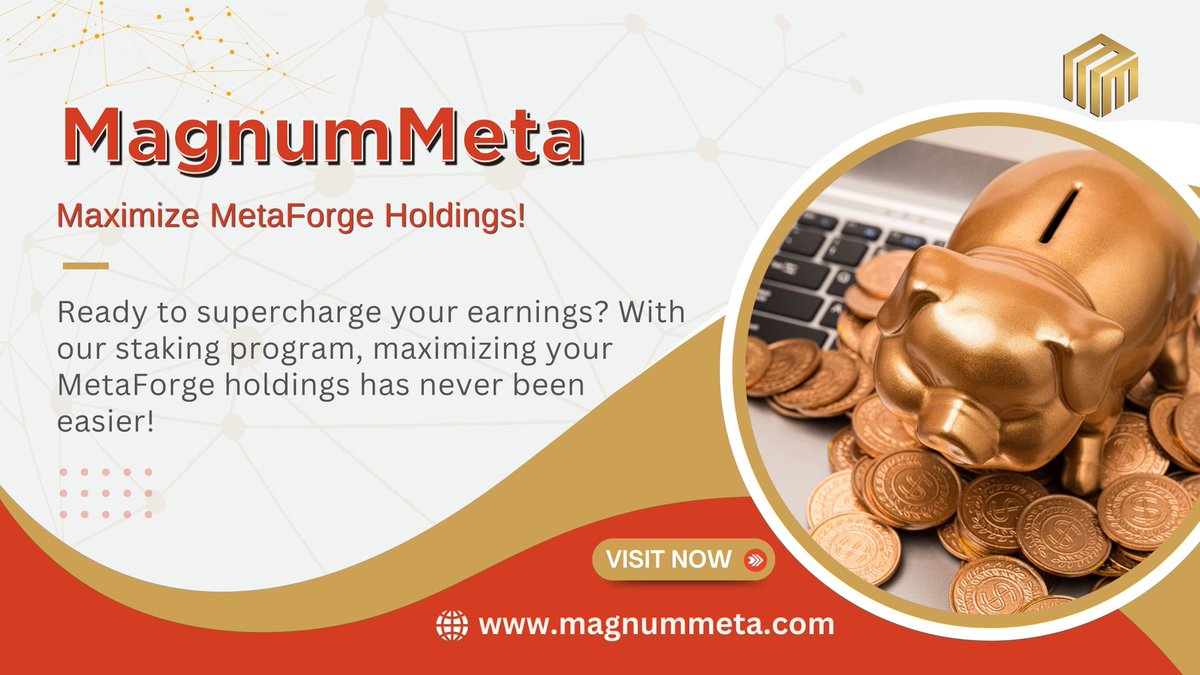 MagnumMeta's tweet photo. 🚀 Ready to supercharge your earnings? With our staking program, maximizing your MetaForge holdings has never been easier!

.

.

.

.

.

.

#MetaForge #Staking #CryptoEarnings #Blockchain #InvestSmart #CryptoRewards https://t.co/aQa2ClzQmU