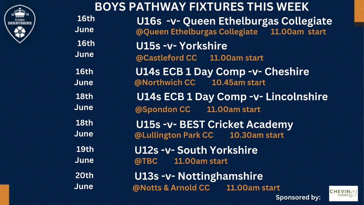 It's a full on busy week for the <a href="/DCCCPathway/">Derbyshire CCC Boys Academy & Pathway</a> 🏏Lets hope the 🌞is out.
