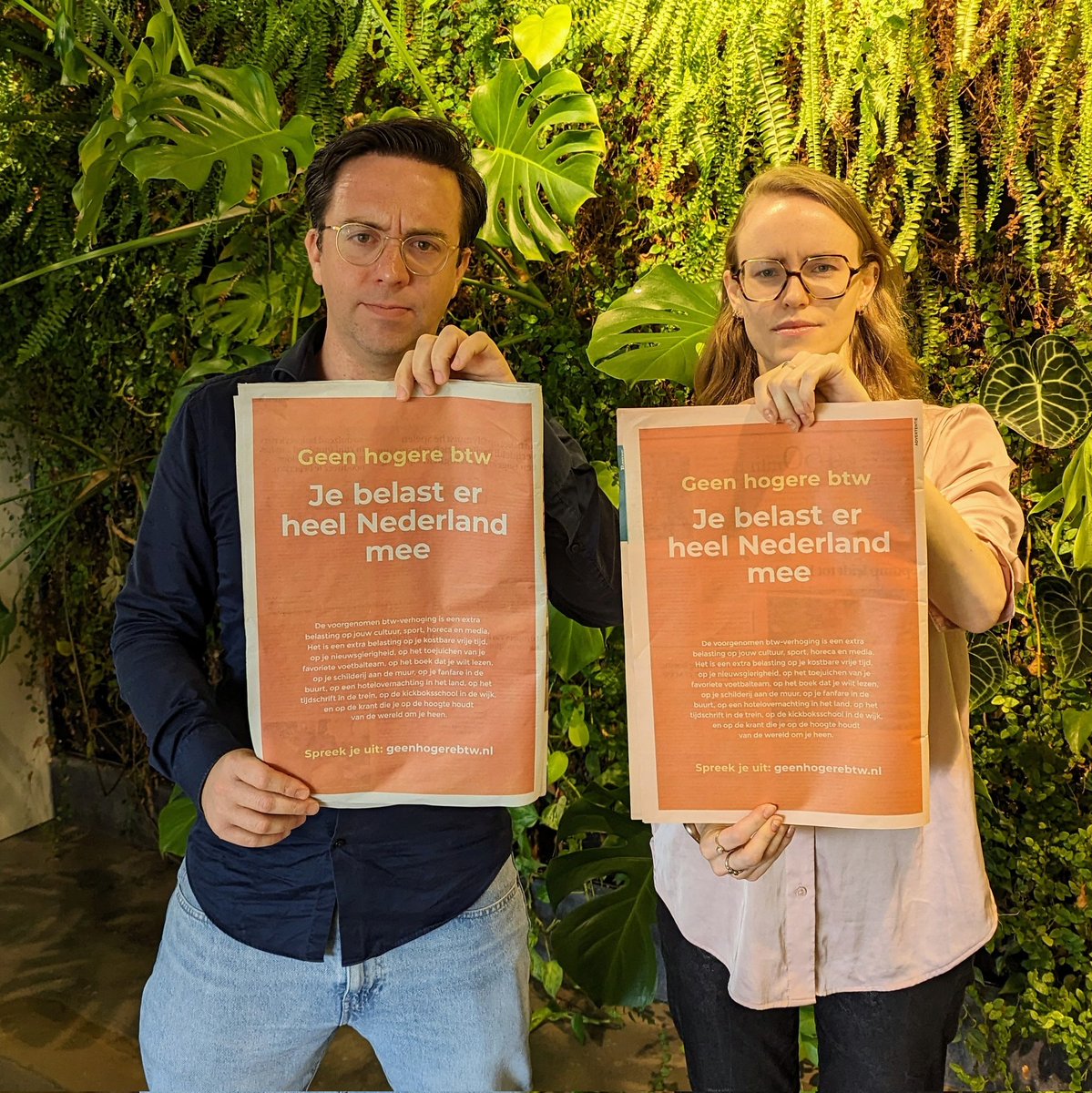 thomasdrissen's tweet photo. Verhogen van het btw-tarief van 9% naar 21% op cultuur, sport, horeca en media, is een slecht idee. Daarom zijn we een campagne gestart: #geenhogerebtw.

De voorgenomen btw-verhoging is een extra belasting op je kostbare vrije tijd, op je nieuwsgierigheid... https://t.co/0yeq8LLbWr