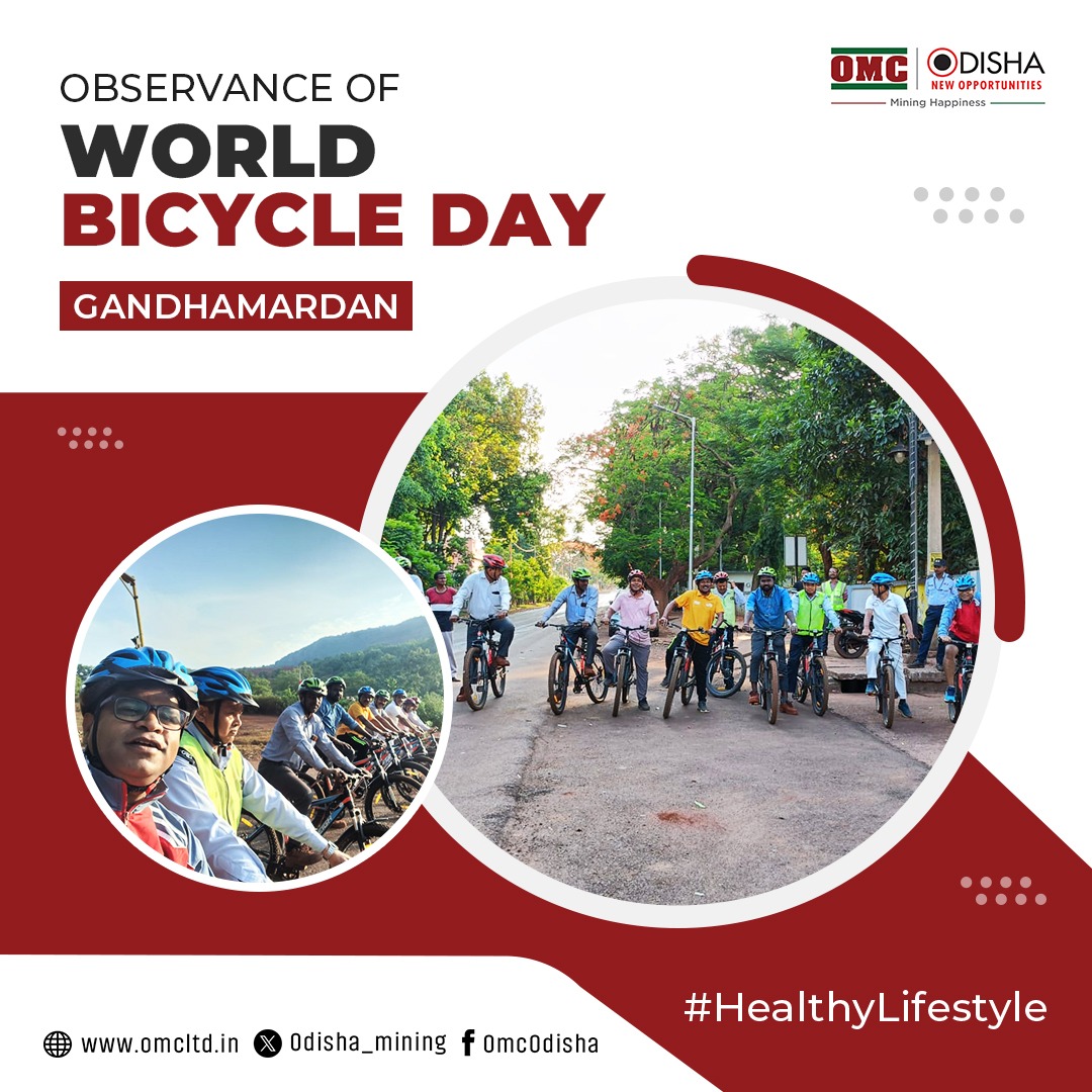 Promoting the benefits of cycling &amp; raising awareness on importance of using bicycle, OMC Gandhamardan observed #WorldBicycleDay.

We encourage our workforce to lead a happier, healthier &amp; active lifestyle. #MiningHappiness