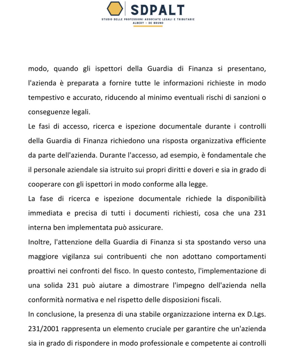 sdpalt's tweet photo. 🔍 La tua azienda è pronta per affrontare i controlli da parte di una Autorità? 

👉 Con una solida organizzazione interna, ex D.Lgs. 231/2001, puoi garantire una risposta professionale e competente durante le ispezioni fiscali. 

per saperne di più scrivi a segreteria@sdpa.it https://t.co/KpR5cNtGrZ