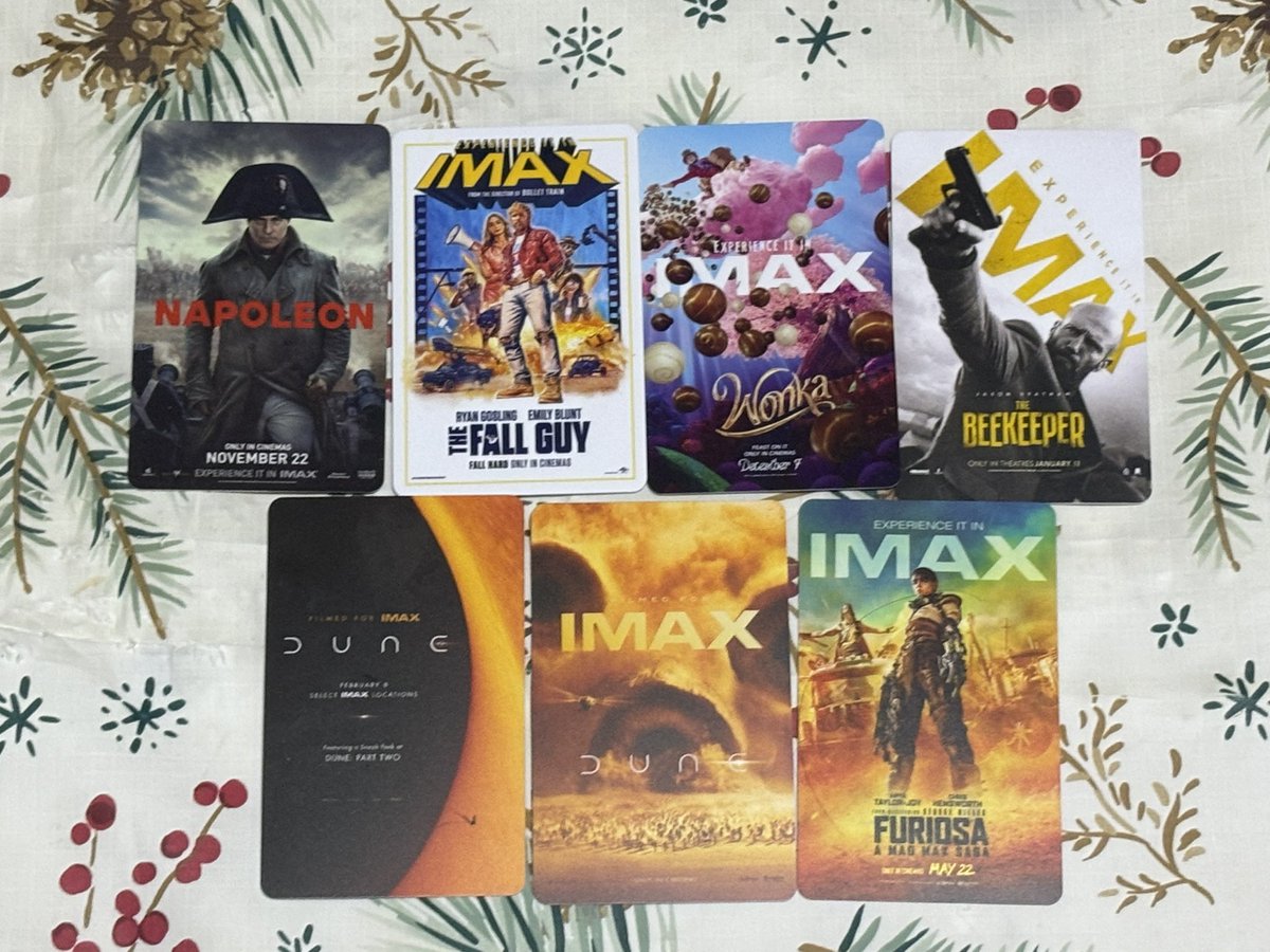 cinememorial_'s tweet photo. imax collectible cards ✨

ทุกใบ 50 บาท
** รับมากกว่า 3 เหลือใบละ 40 บาท!

บางเรื่องมีมากกว่า 1 ใบ สอบถามได้ค่ะ 💗

- Dune (2021)
- Dune: Part Two (2024)
- Furiosa: A Mad Max saga (2024)
- Wonka (2023)
- The Fall Guy (2024)
- Napoleon (2023)
- The Beekeeper (2024) https://t.co/4EPWY3hUw9