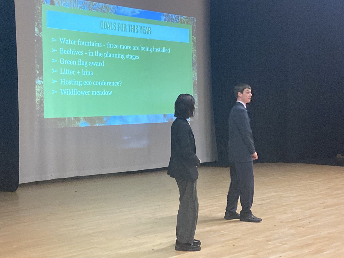 Borlase6th's tweet photo. With it being World Environment Day this Wednesday, we started the week with assemblies celebrating the work of the @borlase Eco Council and their achievements and plans for the year. Here are our Eco Captains presenting to Year 12 https://t.co/QMMZAmao32