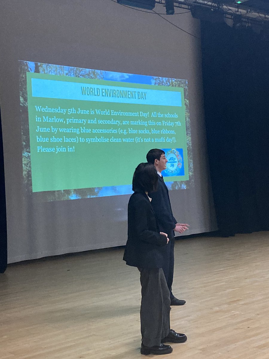 Borlase6th's tweet photo. With it being World Environment Day this Wednesday, we started the week with assemblies celebrating the work of the @borlase Eco Council and their achievements and plans for the year. Here are our Eco Captains presenting to Year 12 https://t.co/QMMZAmao32