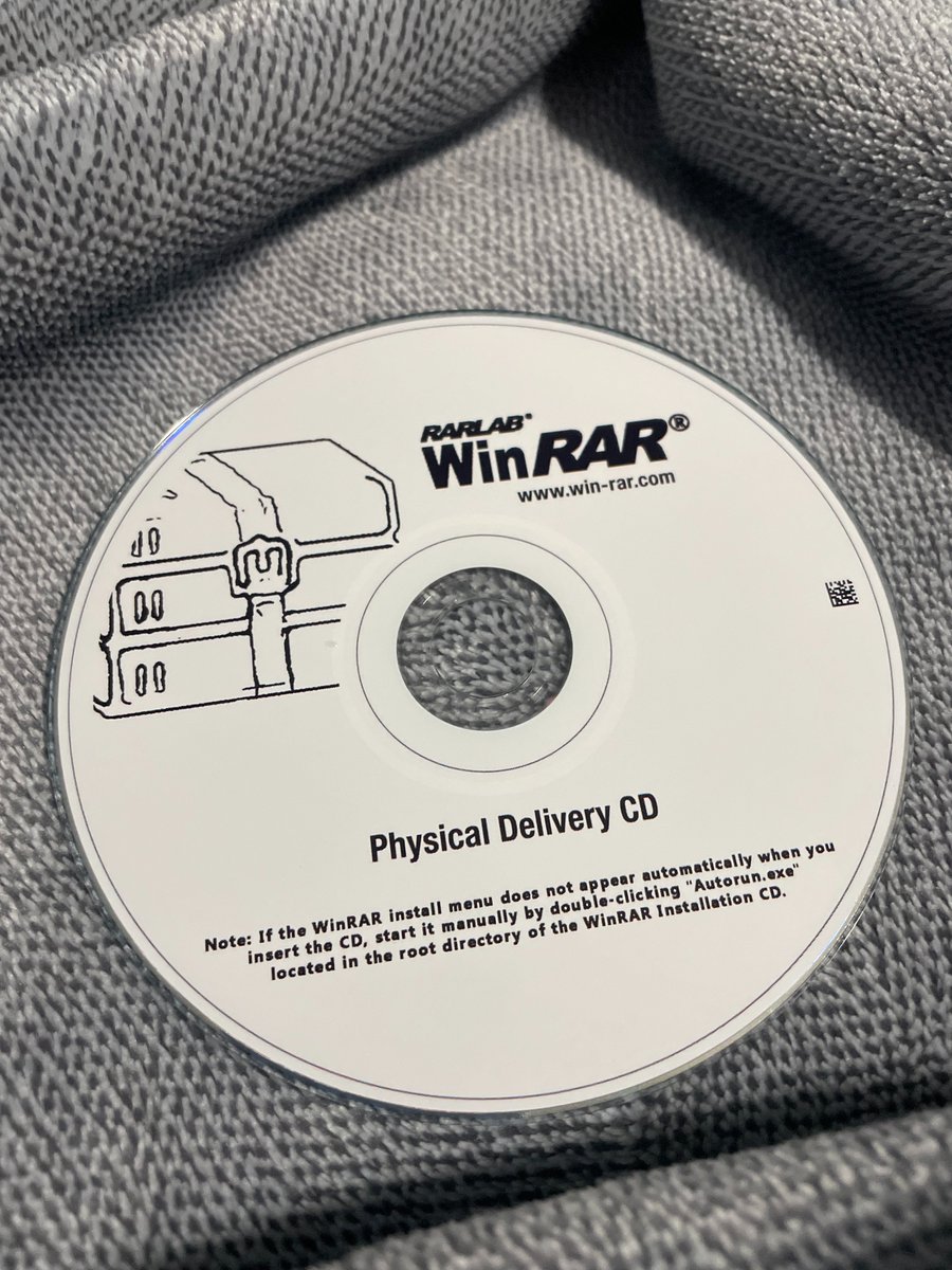 picklejuice53's tweet photo. @WinRAR_RARLAB Proud owner of a WinRAR CD.
(I drunk purchased it a long time ago) https://t.co/Sxet9mUGaJ