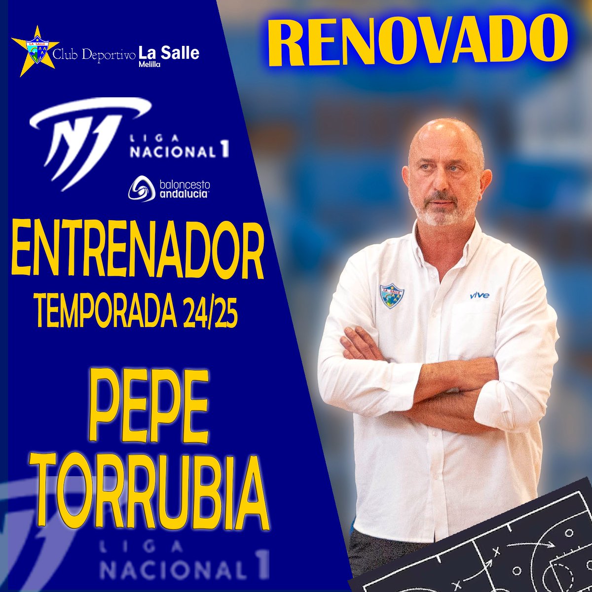 ClubSalle's tweet photo. 🏀 Renovación 
📢 @PepeTorrubia8 seguirá la próxima temporada al frente del proyecto del @ClubSalle de la #LN1 💛💙 https://t.co/Cs43l2TUtA