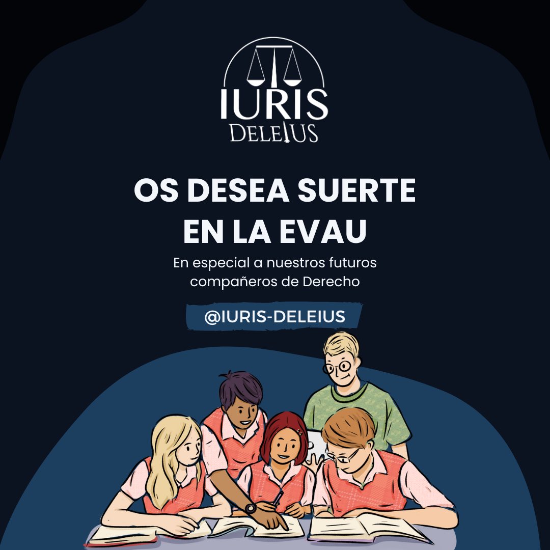 Desde nuestra Asociación, deseamos la mayor suerte a aquellos alumnos que durante los próximos días se estarán examinando de la EVAU🍀🤞, en especial a nuestros futuros compañeros de Derecho, que tendrán en nosotros su asociación perfecta para su formación jurídica😉