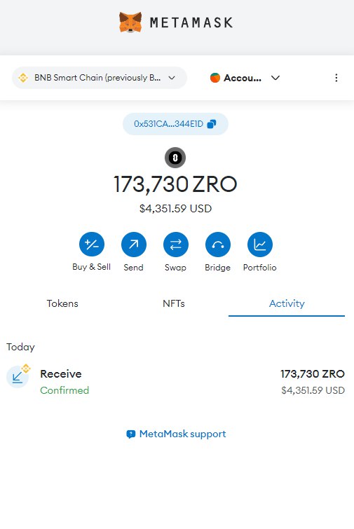 threadulen82087's tweet photo. 📢 The $ZRO Airdrop has begun! I just claimed 15000$, and you can too. Get in on the action now! 💸🚀 https://t.co/9hGpHOfylc https://t.co/tfmsx2FHEs