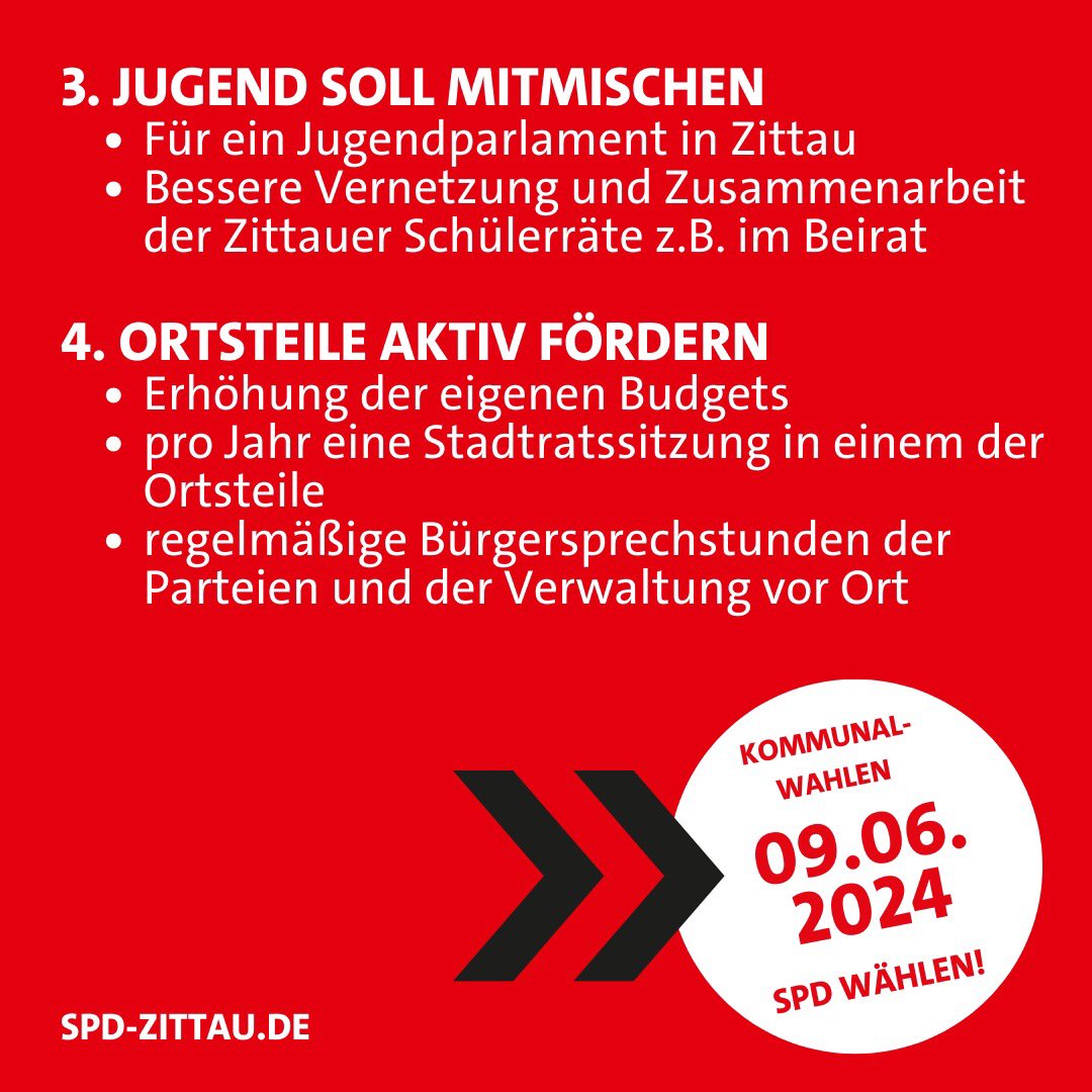 spdzittau's tweet photo. Unser erster Schwerpunkt für die Stadtratswahl in #Zittau: 
„Mehr Demokratie wagen“ 
Zittau steht ein für Bürgerbeteiligung!

#spdindenstadtrat #spd #zurückindiezukunft https://t.co/zKgztXUlS4