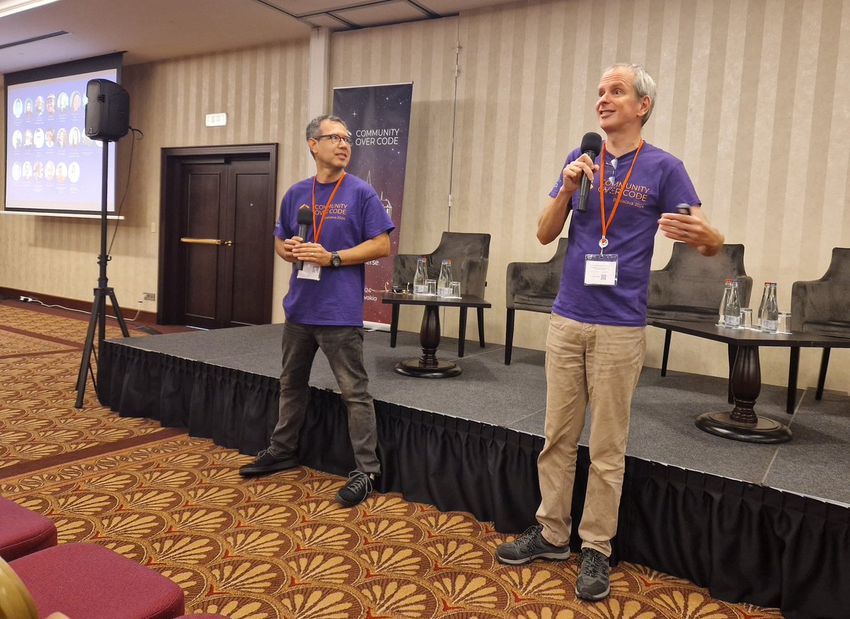 At #communityovercode in Bratislava this week, meeting <a href="/aiven_io/">Aiven</a> colleagues present and past, and gaining a better understanding of the ASF ecosystem. 

Ana, Mirko, Natali, thanks for the panel this morning on the CRA, AI Act, now I can relax and join sessions!